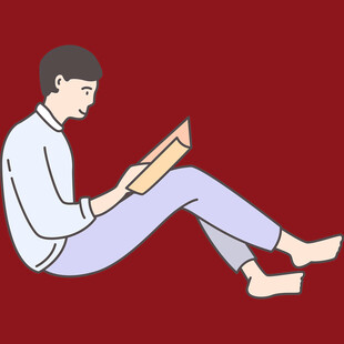 坐着看书的男子