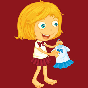 小女孩挑选漂亮小裙子