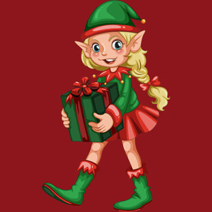 圣诞小精灵捧礼物