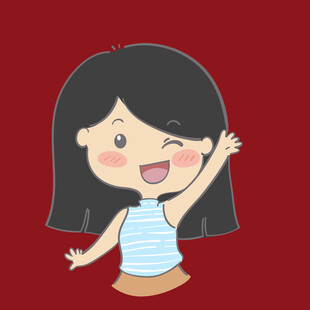 挥手的可爱卡通小女孩