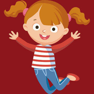 跳跃的欢乐小女孩