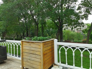 户外木质花箱绿植景观
