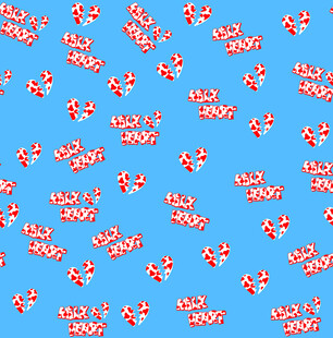 蓝色背景上的红色图案