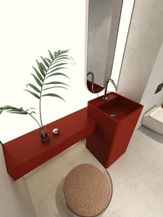 现代简约风红色洗手台一角