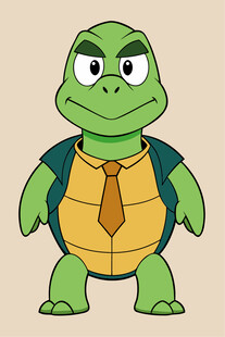 卡通乌龟形象身着正装