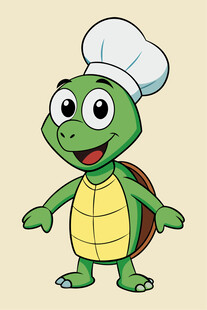 可爱乌龟厨师形象