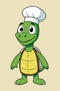 戴厨师帽的可爱乌龟