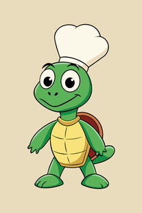 戴厨师帽的可爱小乌龟
