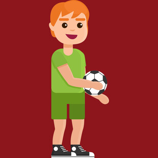 手持足球的活力小男孩