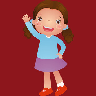 挥手微笑的可爱小女孩