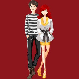 时尚情侣红背景下的浪漫