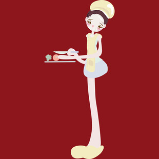 优雅女服务员端盘服务