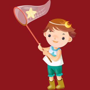 手持捕网的可爱小探险家