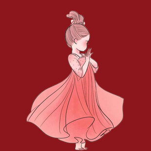 粉色长裙女孩优雅起舞
