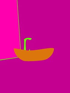 粉色背景中的橙色小船