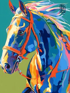 彩色骏马奔腾图