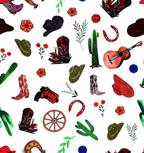 西部风情手绘元素集合