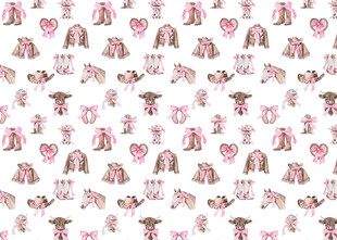 西部牛仔 马儿 粉色蝴蝶结靴子