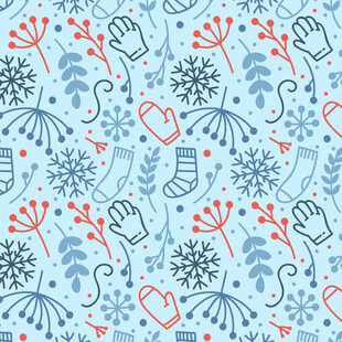 冬日元素无缝图案背景