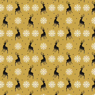 金色底黑鹿雪花图案背景
