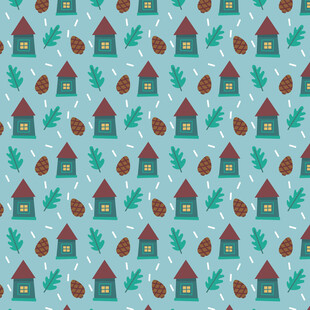 房屋橡果图案的清新背景