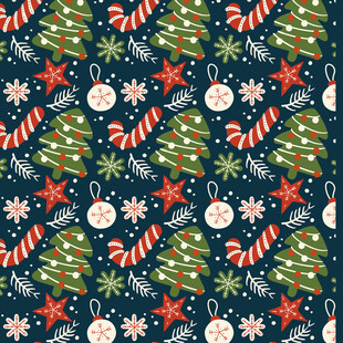 圣诞元素无缝图案设计
