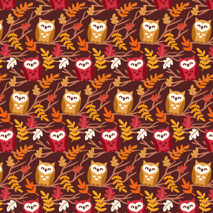 猫头鹰秋叶图案背景纹理