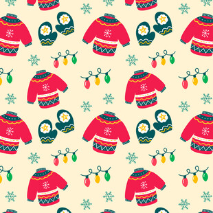圣诞服饰图案无缝背景图