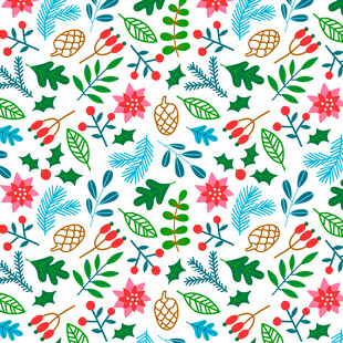 多彩花卉植物无缝图案