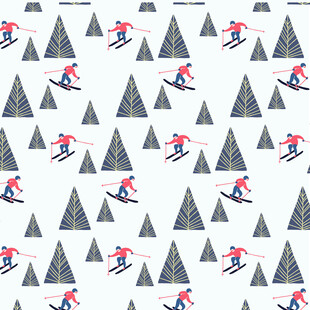 滑雪者与山峰图案背景