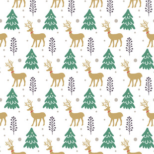 圣诞风小鹿松树图案背景