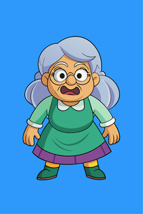 欢乐的卡通老奶奶形象