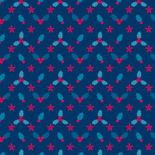蓝色底红蓝花纹几何图案