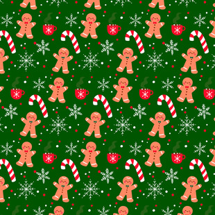 圣诞姜饼人雪花图案背景