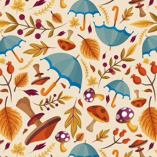 秋季元素无缝图案背景