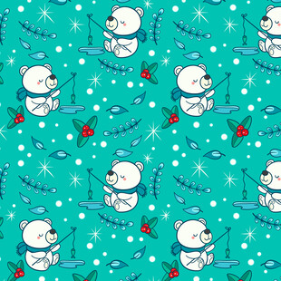 北极熊图案的清新背景图