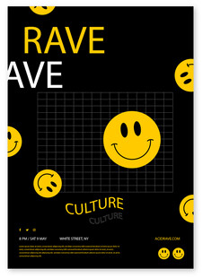 笑脸元素的锐舞文化海报