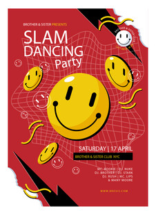 动感笑脸嘻哈舞蹈派对海报