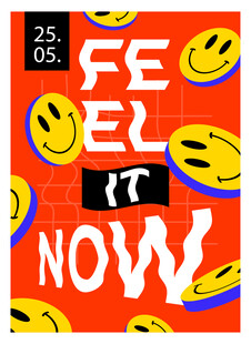 红色笑脸创意文字海报