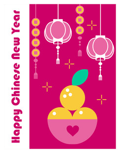 喜庆中国新年橘子灯笼图