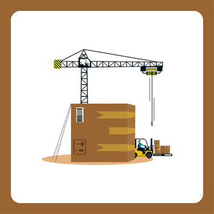 建筑工地起重机作业场景