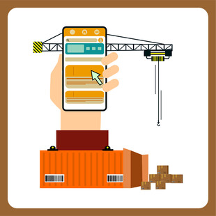手机操控下的集装箱吊运