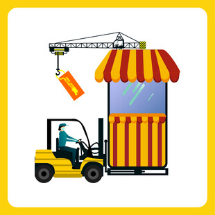 叉车搬运售货亭