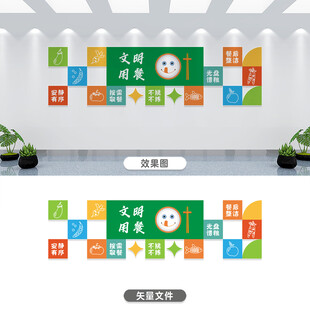 幼儿园餐饮文化墙设计效果图