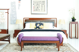 中式实木卧室床具展示