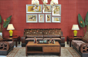 复古风客厅家居布置展示