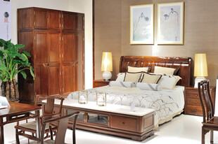 中式实木卧室家具组合