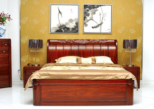 豪华实木双人床卧室展示