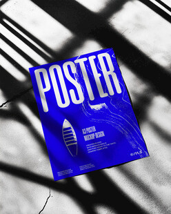 蓝色海报杂志展示