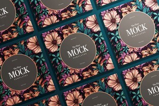 花卉背景圆形样机图案展示